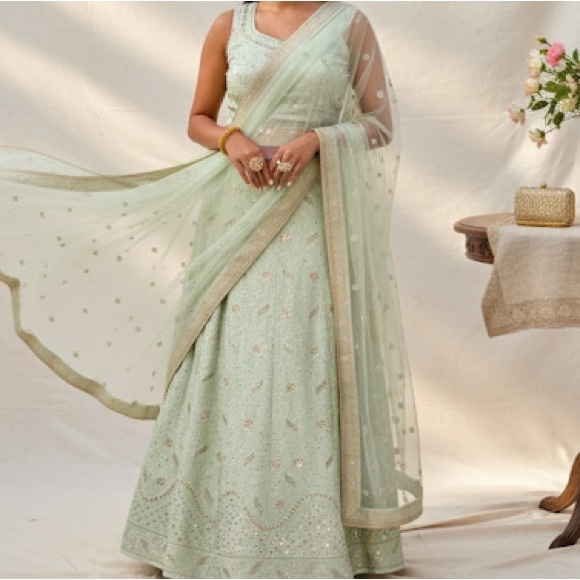Indian Lehenga Pistachio Color - Picture 1 of 5